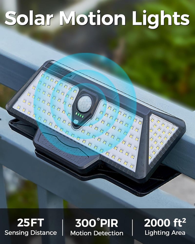 LIFENGSOLER Large Clip on Solar Lights Outdoor, 208 LEDs 1000Lum Bright Solar Security Light with Motion Sensor, 3 Ways -Mount, Portable Solar Outdoor Lights for Fence Gutter Garage Yard - Image 3
